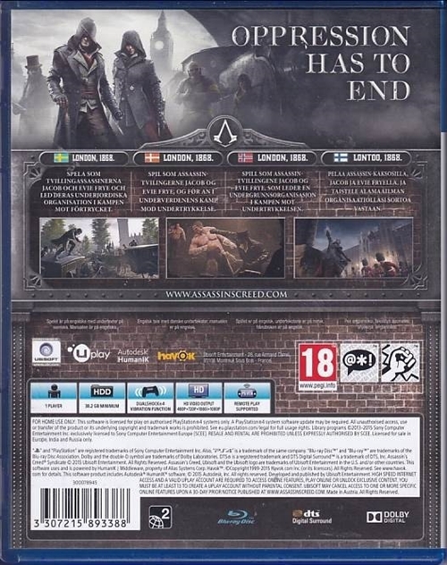 Assassins Creed Syndicate - PS4 (B-Grade) (Genbrug)